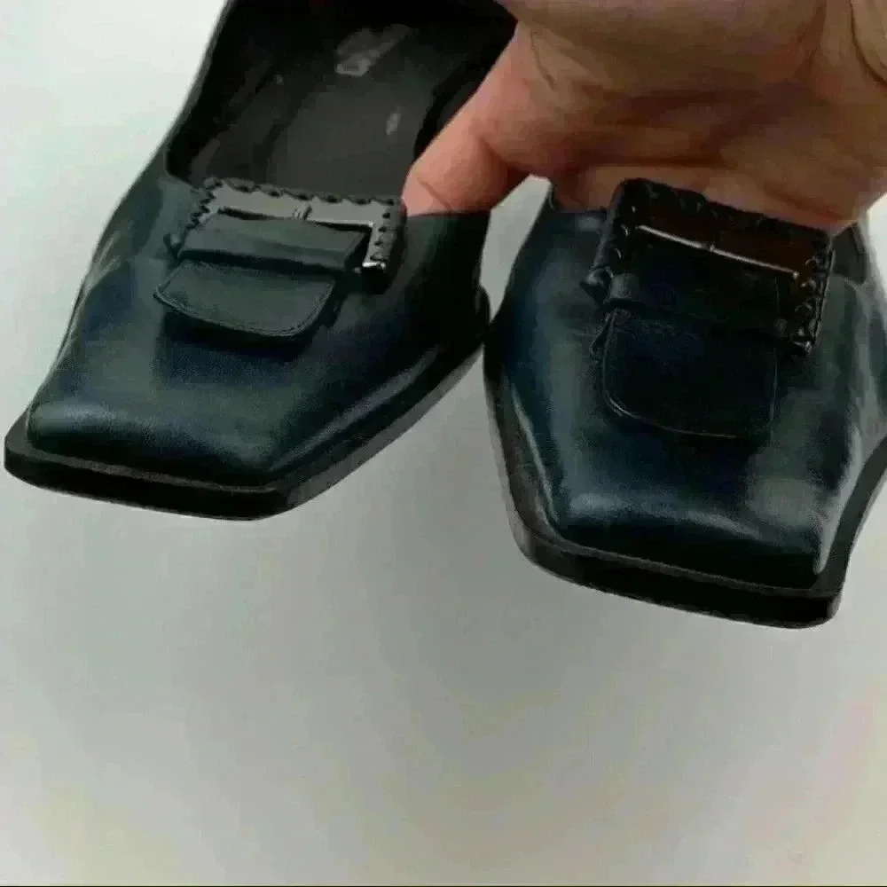 Massimo heels size 42 navy blue Italian leather
